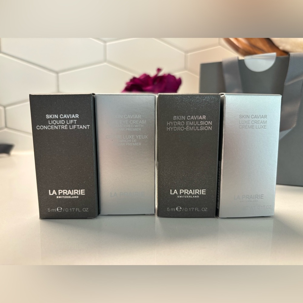 La Prairie Skin Caviar Hydro Emulsion, Liquid Lift, Luxe Eye Cream, Luxe Cream.